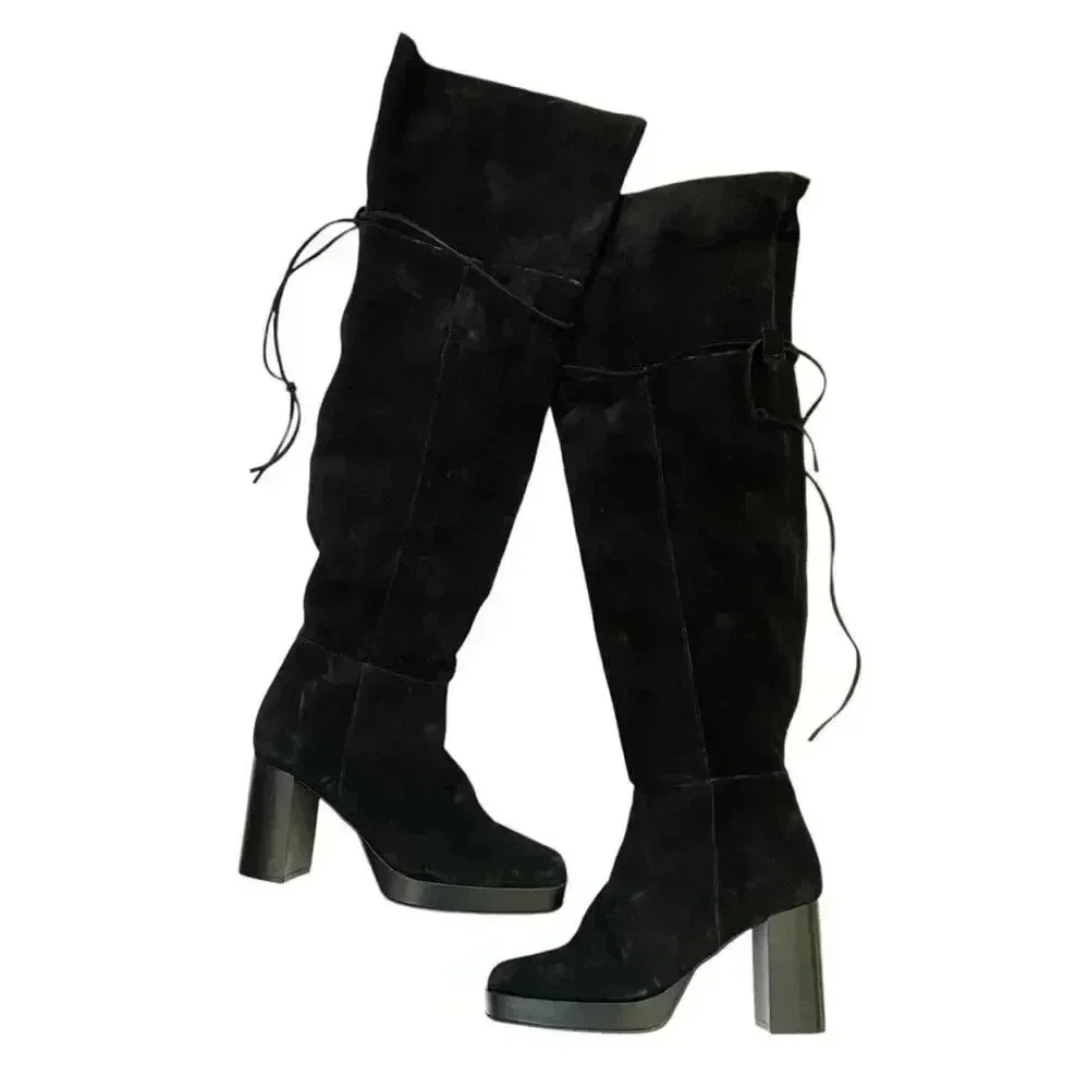 NEW Free People Echo Suede Over-the-Knee High Heel Boots size 38 US 7.5